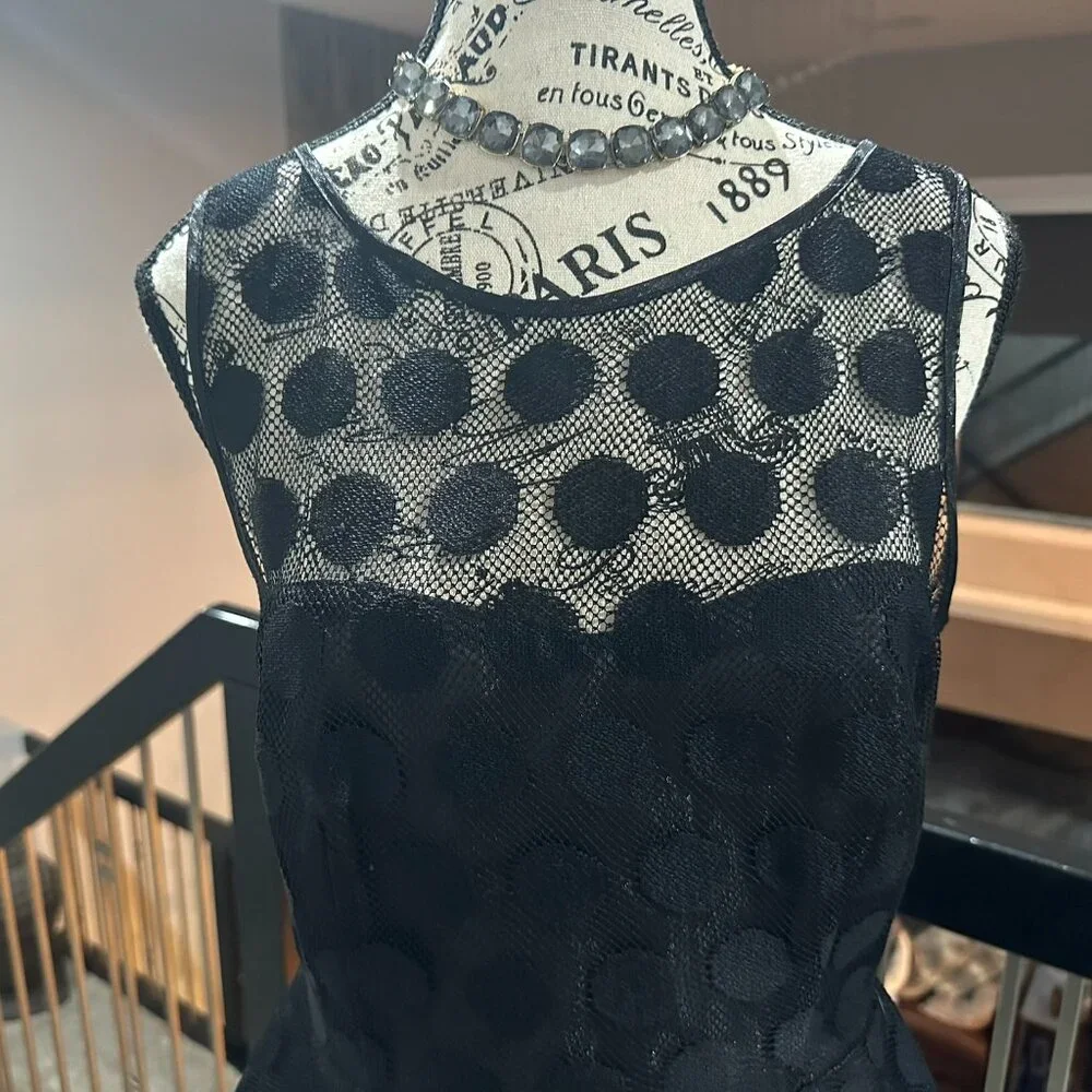Betsey Johnson Retro 50s Fit & Flare Black Polka Dot Dress - Size 10/M - Picture 8 of 12